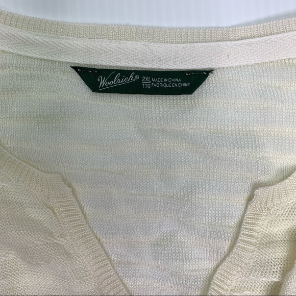 Woolrich Sweater Cream Knit 2XL V Neck Long Sleeve XXL Plus Size - Picture 2 of 9